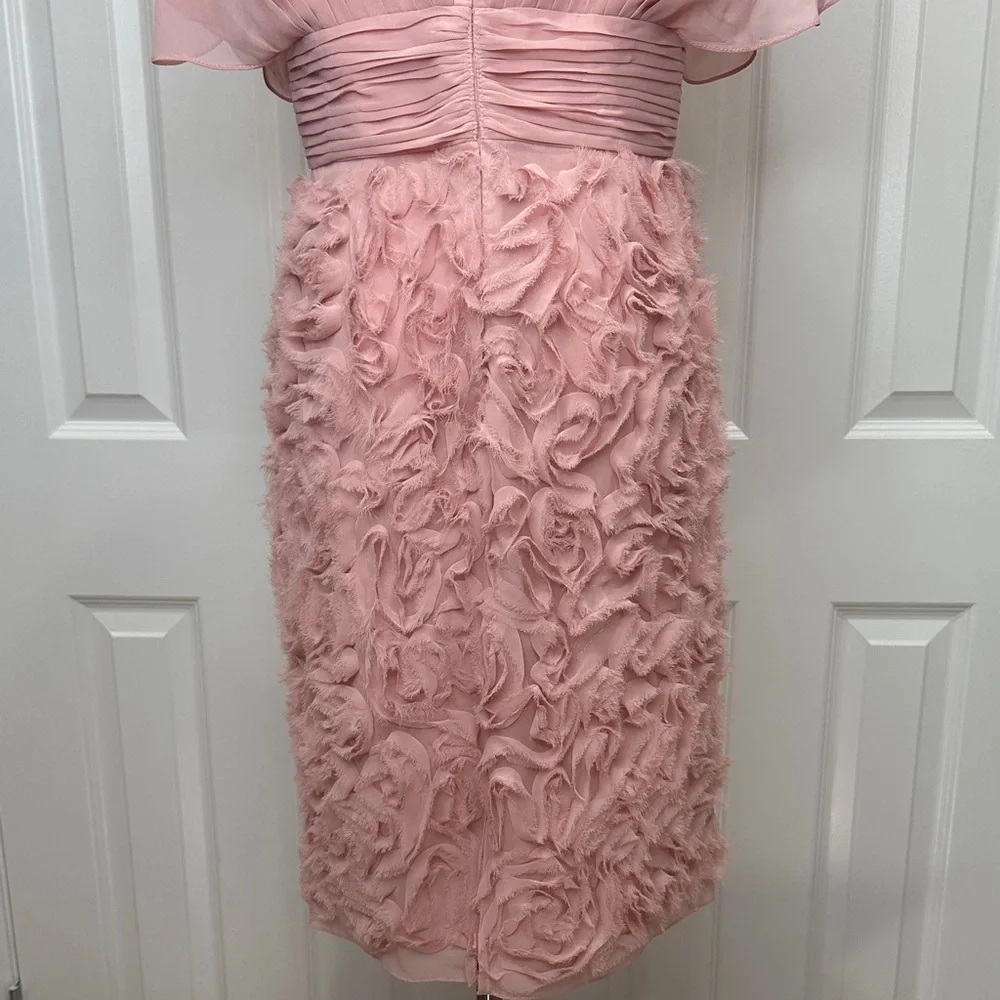 JS Collections Blush Pink 3D  Floral Flutter Sleeve Wedding Guest Dress Size 8 - Picture 10 of 15